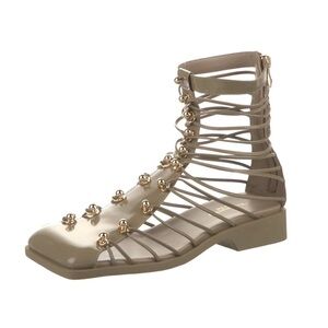 Vivienne Hu Patent Leather Studded Boots Size:37 Strappy Gladiator Sandals